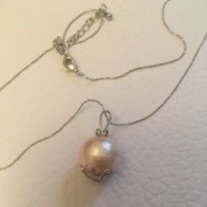 NEW: cotton pearl necklace with crystal